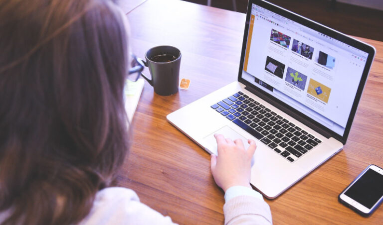 woman on a laptop